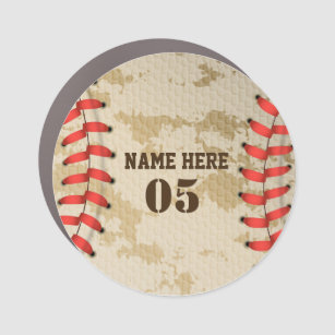 Personalized Vintage Baseball Name Number Retro Car Magnet