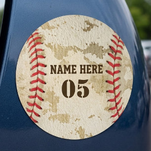 Personalized Vintage Baseball Name Number Retro Car Magnet