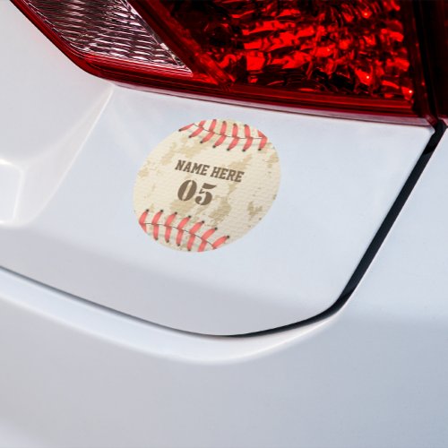 Personalized Vintage Baseball Name Number Retro Car Magnet