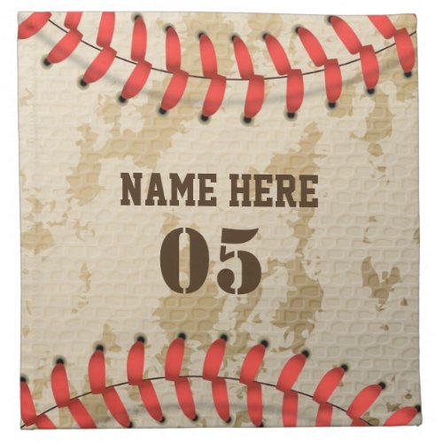 Personalized Vintage Baseball Name Number Retro Cloth Napkin