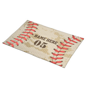 Personalized Vintage Baseball Name Number Retro Cloth Placemat