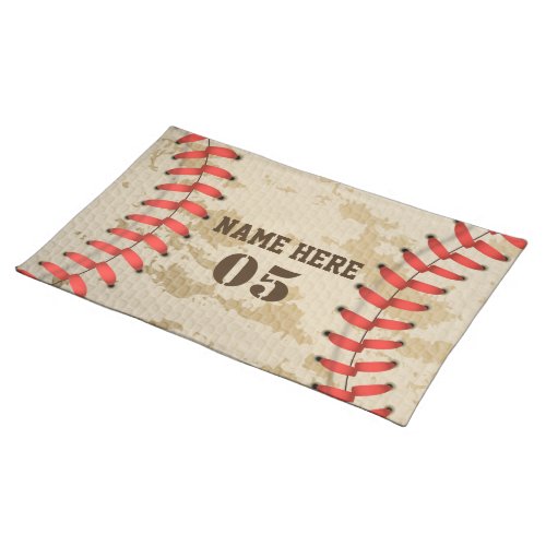 Personalized Vintage Baseball Name Number Retro Cloth Placemat