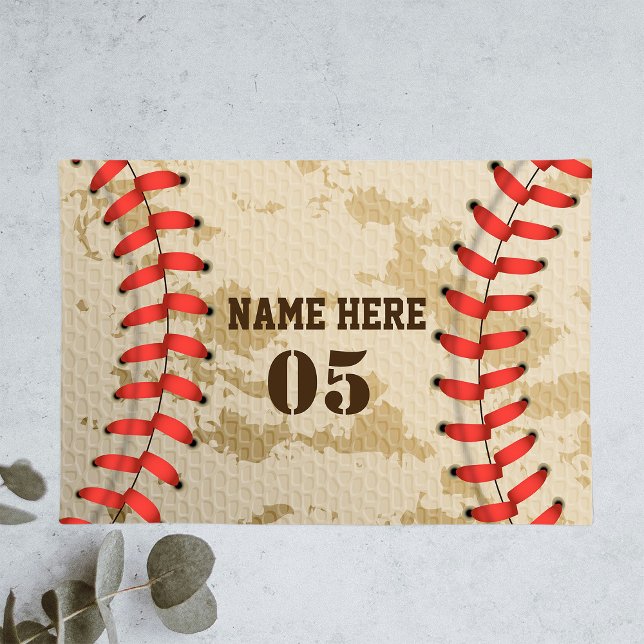 Personalized Vintage Baseball Name Number Retro Cloth Placemat (Creator Uploaded)