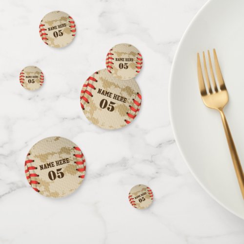 Personalized Vintage Baseball Name Number Retro Confetti