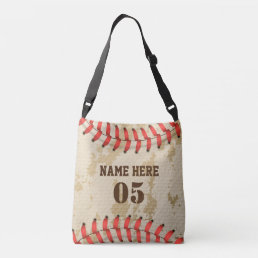 Personalized Vintage Baseball Name Number Retro Crossbody Bag