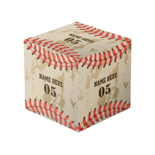 Personalized Vintage Baseball Name Number Retro Cube