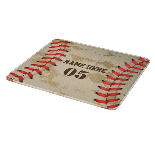 Personalized Vintage Baseball Name Number Retro Cutting Board
