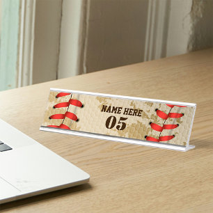 Personalized Vintage Baseball Name Number Retro Desk Name Plate