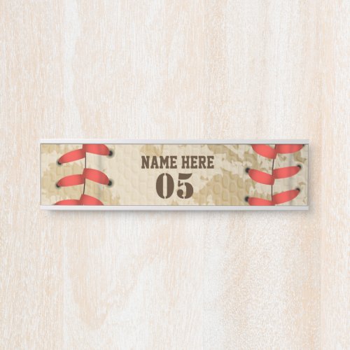 Personalized Vintage Baseball Name Number Retro Door Sign