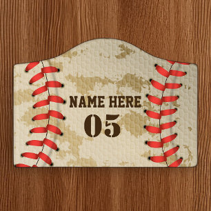 Personalized Vintage Baseball Name Number Retro Door Sign