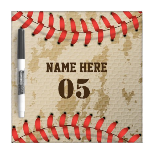 Personalized Vintage Baseball Name Number Retro Dry Erase Board