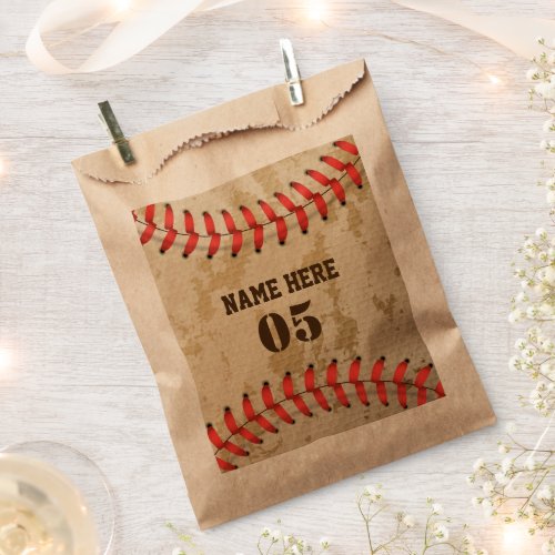 Personalized Vintage Baseball Name Number Retro Favor Bag