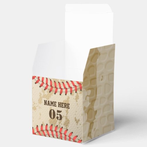 Personalized Vintage Baseball Name Number Retro Favor Boxes