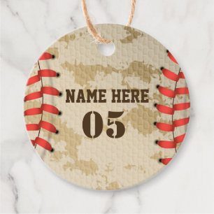 Personalized Vintage Baseball Name Number Retro Favor Tags