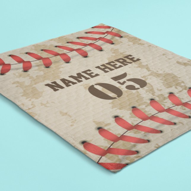 Personalized Vintage Baseball Name Number Retro Fleece Blanket (Creator Uploaded)