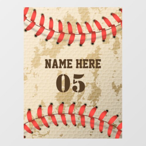 Personalized Vintage Baseball Name Number Retro Floor Decals