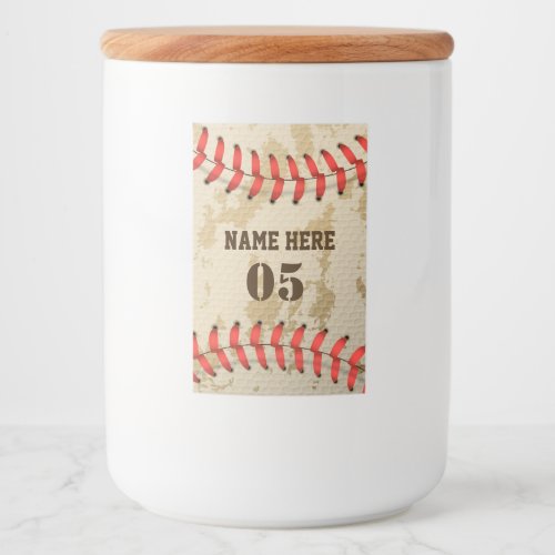 Personalized Vintage Baseball Name Number Retro Food Label