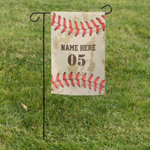 Personalized Vintage Baseball Name Number Retro Garden Flag