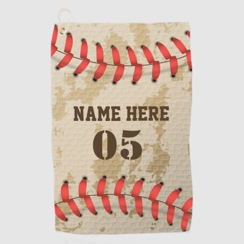 Personalized Vintage Baseball Name Number Retro Golf Towel