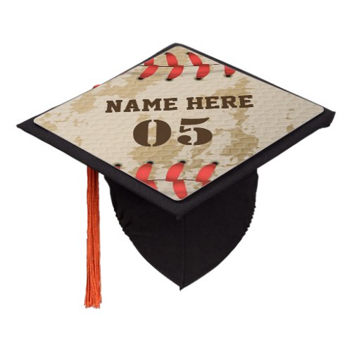 Personalized Vintage Baseball Name Number Retro Graduation Cap Topper