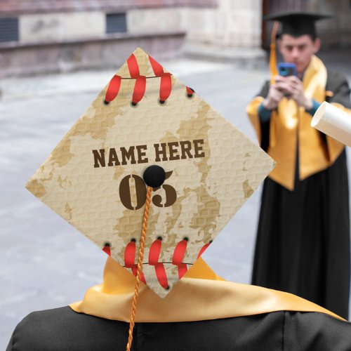 Personalized Vintage Baseball Name Number Retro Graduation Cap Topper