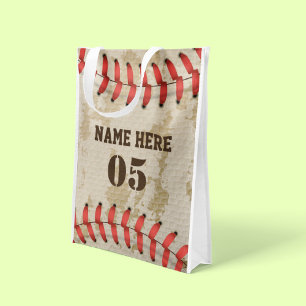 Personalized Vintage Baseball Name Number Retro Grocery Bag