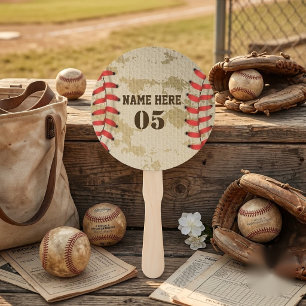 Personalized Vintage Baseball Name Number Retro Hand Fan