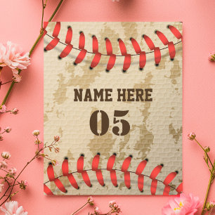Personalized Vintage Baseball Name Number Retro Holiday Postcard