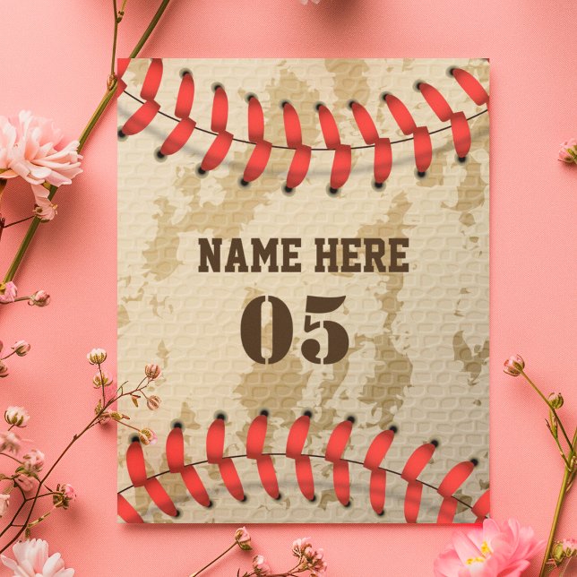 Personalized Vintage Baseball Name Number Retro Holiday Postcard (Creator Uploaded)