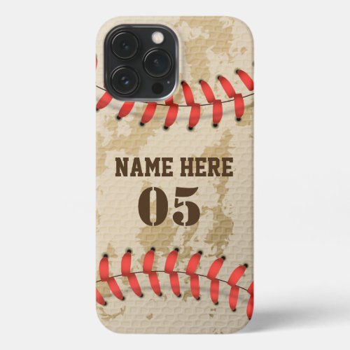 Personalized Vintage Baseball Name Number Retro iPhone 13 Pro Max Case