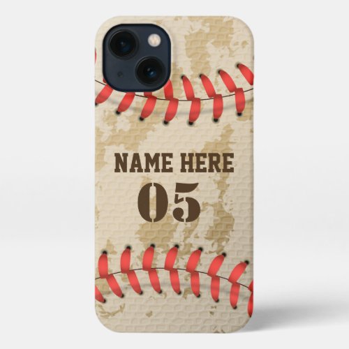Personalized Vintage Baseball Name Number Retro iPhone 13 Case