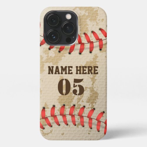 Personalized Vintage Baseball Name Number Retro iPhone 13 Pro Case