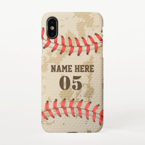 Personalized Vintage Baseball Name Number Retro iPhone X Case