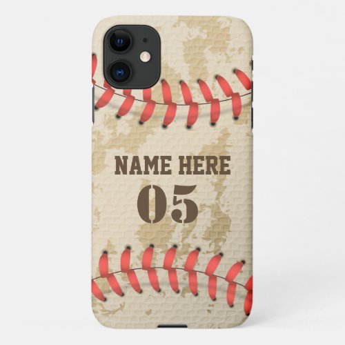 Personalized Vintage Baseball Name Number Retro iPhone 11 Case