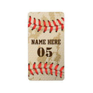 Personalized Vintage Baseball Name Number Retro Label