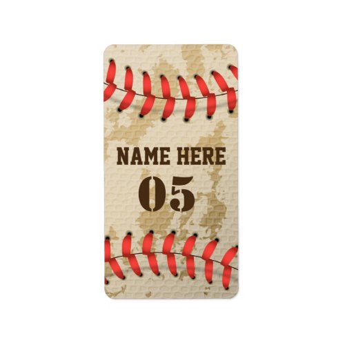Personalized Vintage Baseball Name Number Retro Label