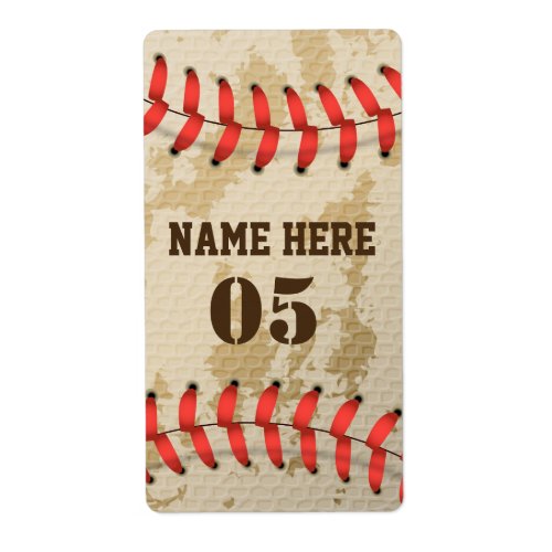 Personalized Vintage Baseball Name Number Retro Label