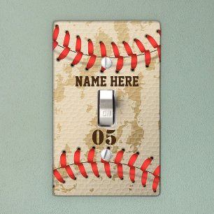 Personalized Vintage Baseball Name Number Retro Light Switch Cover