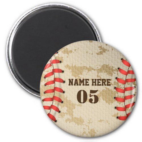 Personalized Vintage Baseball Name Number Retro Magnet