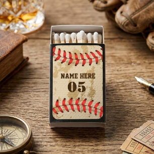 Personalized Vintage Baseball Name Number Retro Matchboxes