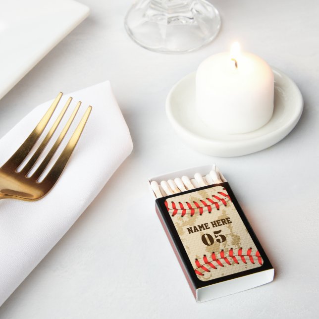 Personalized Vintage Baseball Name Number Retro Matchboxes (Insitu)