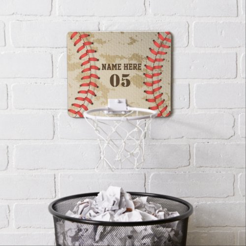 Personalized Vintage Baseball Name Number Retro Mini Basketball Hoop
