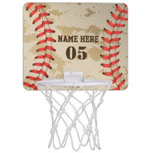 Personalized Vintage Baseball Name Number Retro Mini Basketball Hoop