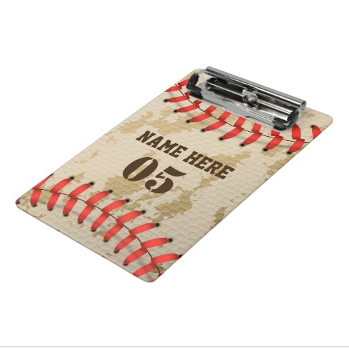 Personalized Vintage Baseball Name Number Retro Mini Clipboard