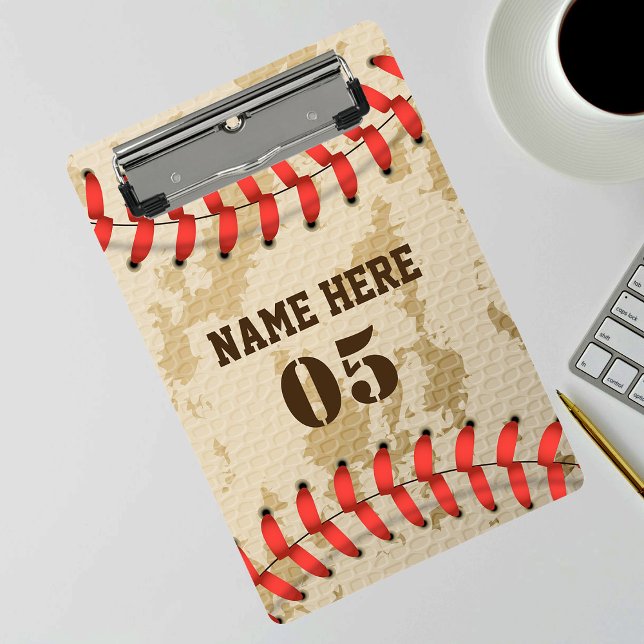 Personalized Vintage Baseball Name Number Retro Mini Clipboard (Creator Uploaded)