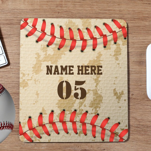 Personalized Vintage Baseball Name Number Retro Mouse Pad (Creator Uploaded)