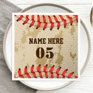 Personalized Vintage Baseball Name Number Retro Napkins