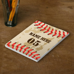 Personalized Vintage Baseball Name Number Retro Notepad