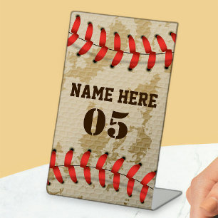 Personalized Vintage Baseball Name Number Retro Pedestal Sign