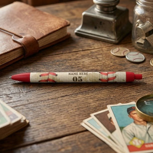 Personalized Vintage Baseball Name Number Retro Pen
